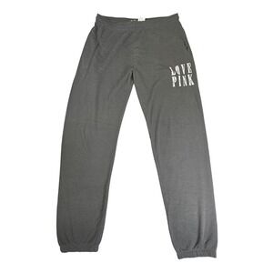 Y2K PINK Victoria's Secret Sweatpants Women S Black Love Pink Graphic Joggers